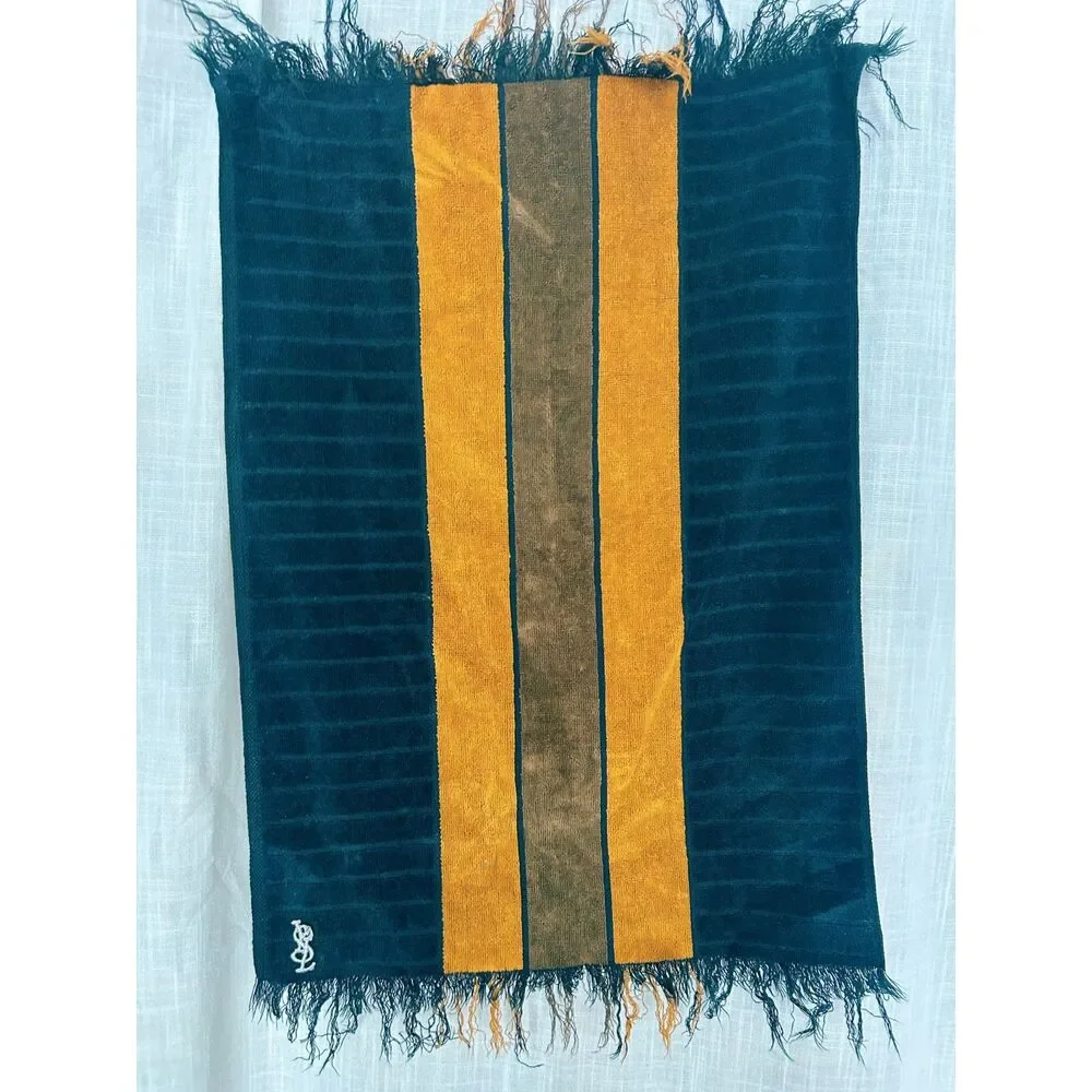 Vintage 1970s Yves Saint Laurent for Fieldcrest Mod Striped Fringed Towel